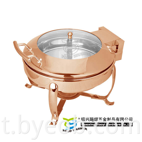 Chafing dish con gambe a molla con cornice per buffet